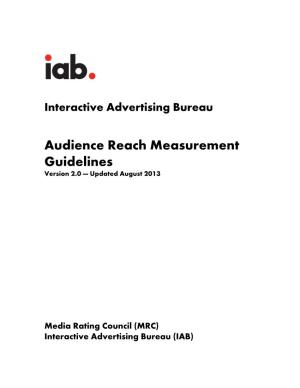 Audience Reach Measurement Guidelines Version 2.0 — Updated August 2013