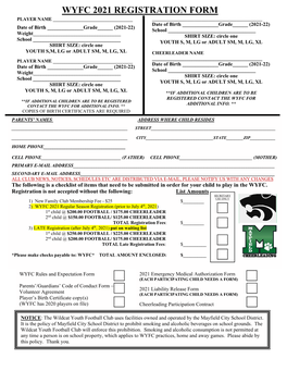 Wyfc 2021 Registration Form