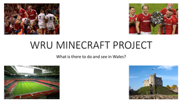 WRU MINECRAFT PROJECT What Is There to Do and See in Wales? Scenario: If You Have Ever Been to the Principality Stadium You Will Notice That It Is Multi Functional