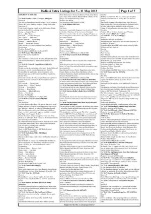 Radio 4 Extra Listings for 5 – 11 May 2012 Page