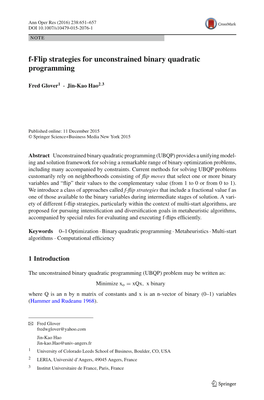 F-Flip Strategies for Unconstrained Binary Quadratic Programming