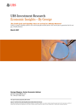 Ab UBS Investment Research Economic Insights – by George
