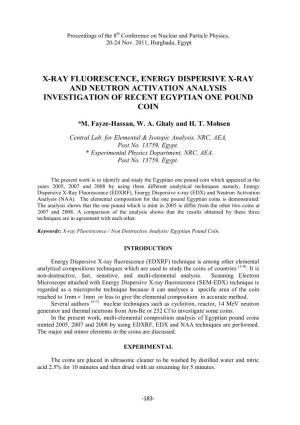 X-Ray Fluorescence, Energy Dispersive X-Ray and Neutron Activation Analysis Investigation of Recent Egyptian One Pound Coin