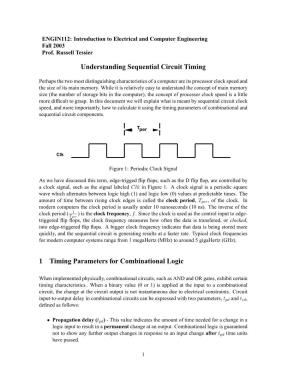 Understanding Sequential Circuit Timing 1 Timing Parameters For