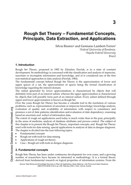 Rough Set Theory – Fundamental Concepts, Principals, Data Extraction, and Applications
