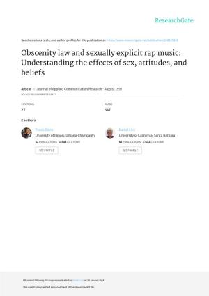 Obscenity Law and Sexually Explicit Rap Music: Understanding the Effects of Sex, Attitudes, and Beliefs