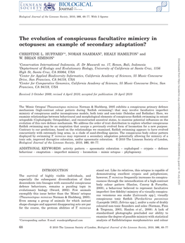 The Evolution of Conspicuous Facultative Mimicry in Octopuses: an Example of Secondary Adaptation?