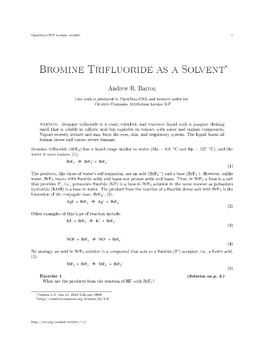 Bromine Trifluoride As a Solvent*