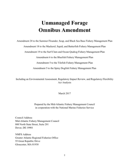 Unmanaged Forage Omnibus Amendment