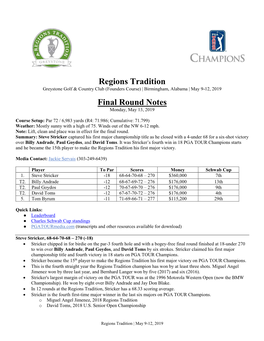 Regions Tradition Final Round Notes
