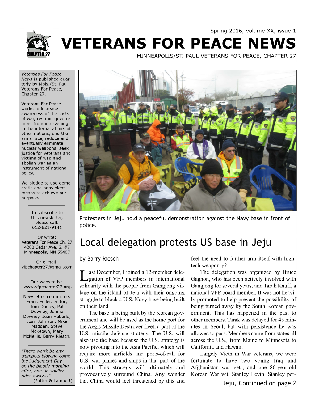 Veterans for Peace News Minneapolis/St