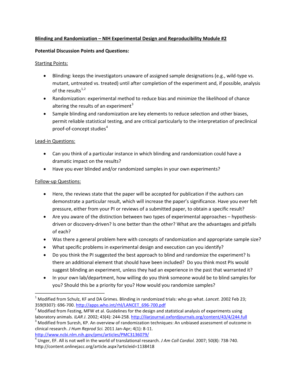 Blinding and Randomization – NIH Experimental Design and Reproducibility Module #2