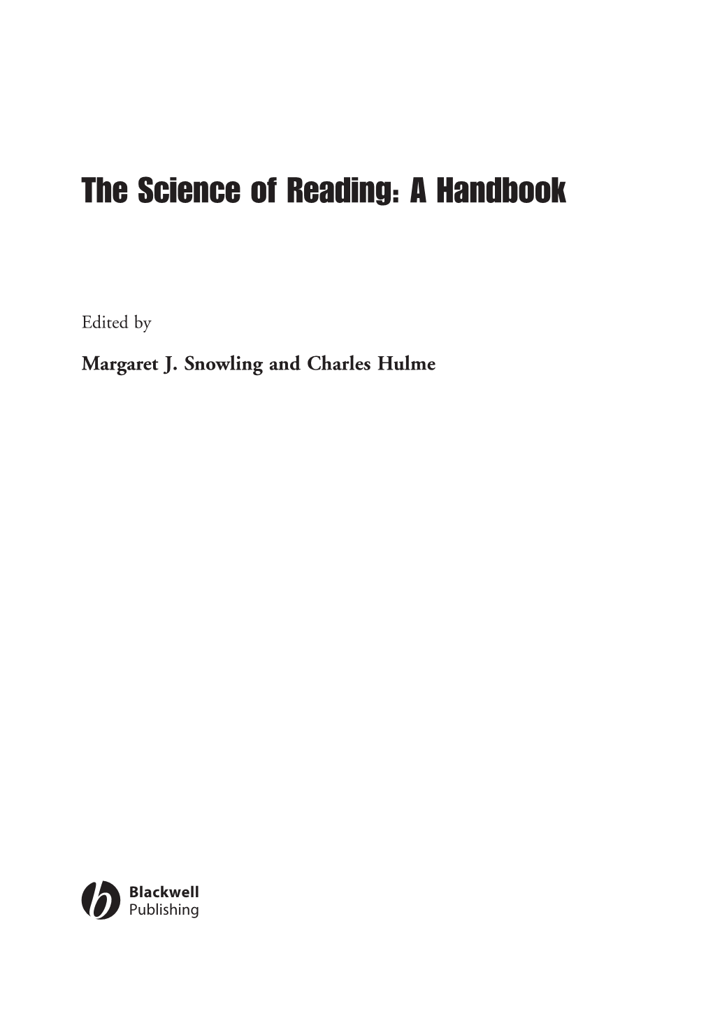 The Science of Reading: a Handbook