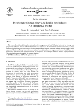 Psychoneuroimmunology and Health Psychology: an Integrative Model