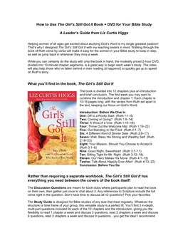 How to Use the Girl's Still Got It Book + DVD for Your Bible Study
