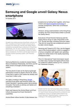 Samsung and Google Unveil Galaxy Nexus Smartphone 19 October 2011
