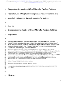 Comprehensive Studies of Head Maralla, Punjab, Pakistan