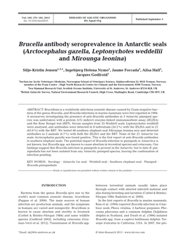 Brucella Antibody Seroprevalence in Antarctic Seals (Arctocephalus Gazella, Leptonychotes Weddellii and Mirounga Leonina)