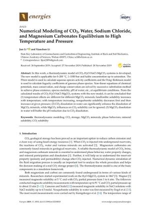 Numerical Modeling of CO2, Water, Sodium Chloride, and Magnesium Carbonates Equilibrium to High Temperature and Pressure