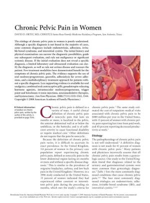 Chronic Pelvic Pain in Women David D