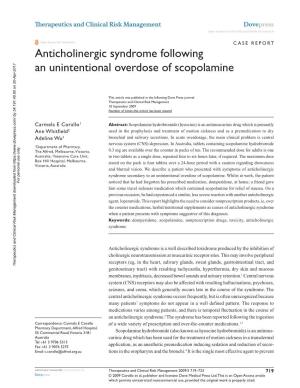 Anticholinergic Syndrome Following an Unintentional Overdose of Scopolamine
