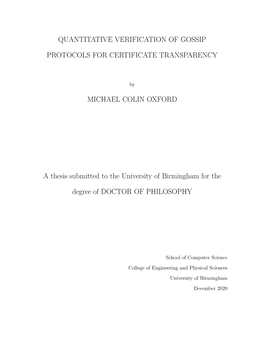 Quantitative Verification of Gossip Protocols for Certificate Transparency