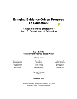 Bringing Evidence-Driven Progress to Education