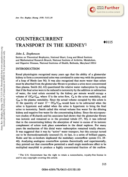 Countercurrent Transport in the Kidney