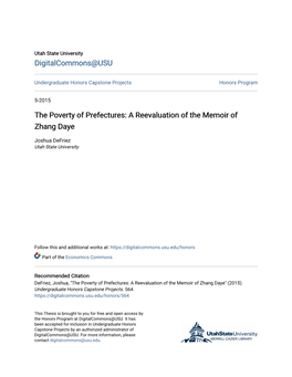 The Poverty of Prefectures: a Reevaluation of the Memoir of Zhang Daye