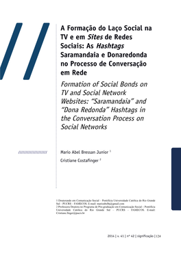 Formation of Social Bonds on TV and Social Network Websites: “Saramandaia” and “Dona Redonda” Hashtags in the Conversation Process on Social Networks