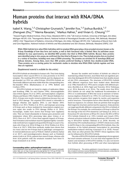 Human Proteins That Interact with RNA/DNA Hybrids