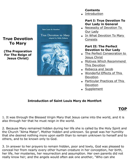 True Devotion to the Blessed Virgin by St. Louis De Montfort