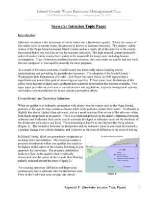 Seawater Intrusion Topic Paper