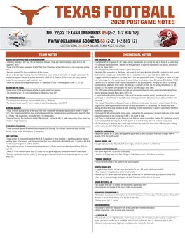 Texas Football 2020 Postgame Notes