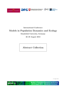 Models in Population Dynamics and Ecology Abstract Collection