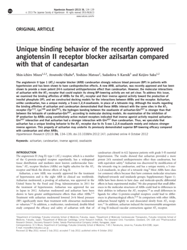 Unique Binding Behavior of the Recently Approved Angiotensin II Receptor Blocker Azilsartan Compared with That of Candesartan