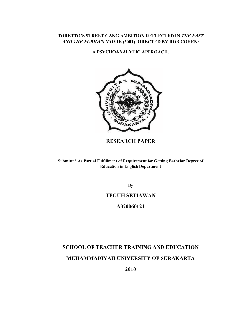 Research Paper Teguh Setiawan A320060121 School