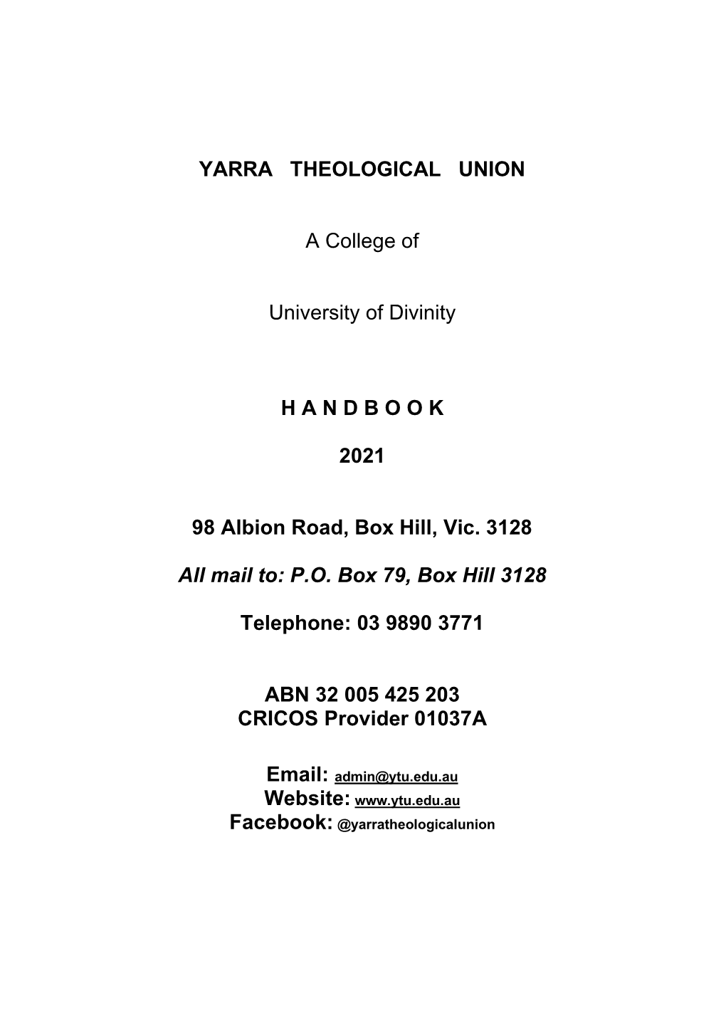 Handbook Will Appear in Our Website Version