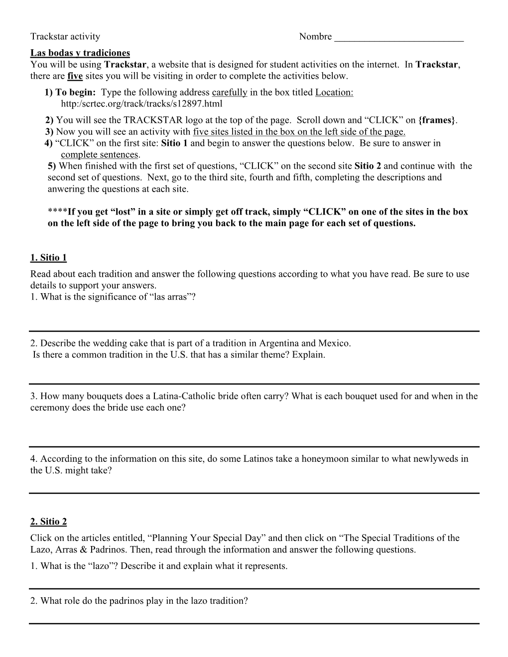 Bodas Trackstar Worksheet