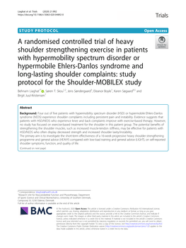A Randomised Controlled Trial of Heavy Shoulder Strengthening Exercise in Patients with Hypermobility Spectrum Disorder Or Hyper