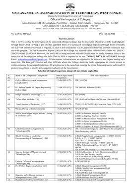 NOTIFICATION-Digital Inspection of Affiliated Colleges -09-06-2020