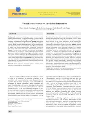 Verbal Aversive Control in Clinical Interaction