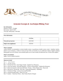 Armenia Georgia & Azerbaijan Hiking Tour