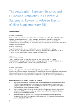 The Association Between Seizures and Quinolone Antibiotics in Children: a Systematic Review of Adverse Events (Online Supplementary File)