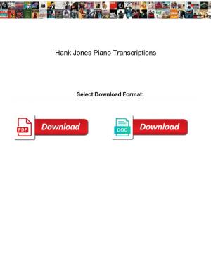 Hank Jones Piano Transcriptions