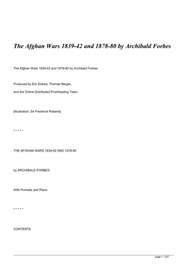&lt;H1&gt;The Afghan Wars 1839-42 and 1878-80 by Archibald Forbes&lt;/H1&gt;