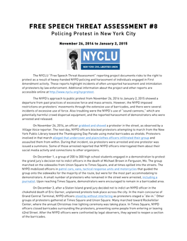 FREE SPEECH THREAT ASSESSMENT #8 Policing Protest in New York City