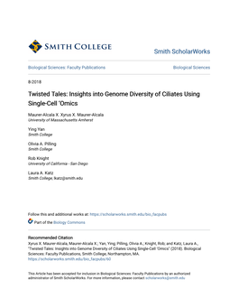 Insights Into Genome Diversity of Ciliates Using Single-Cell 'Omics