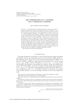 The Intersection of a Matroid and a Simplicial Complex 1