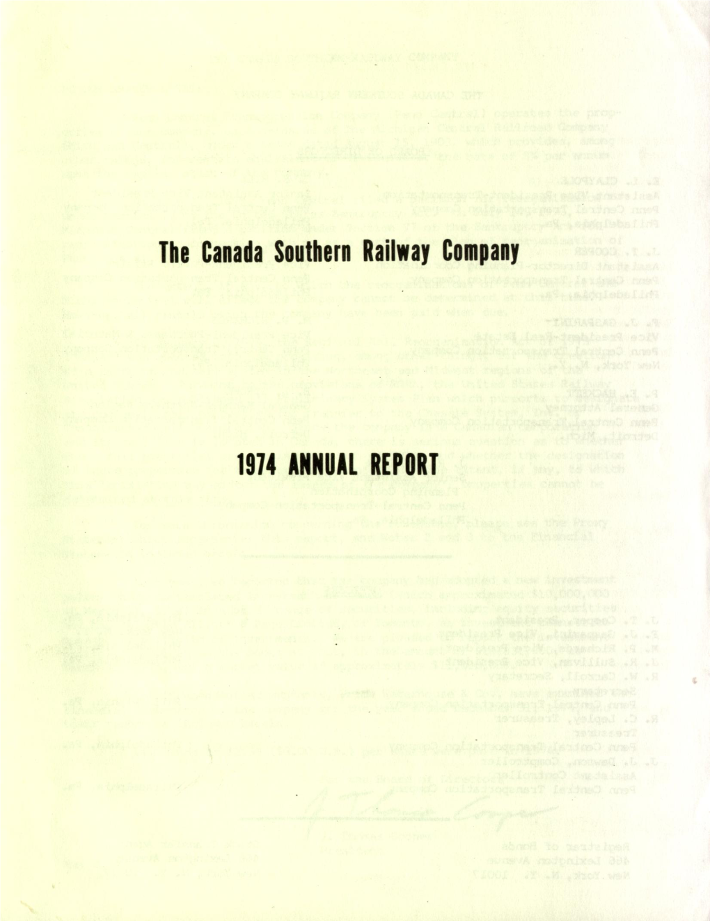 The Canada Southern Railway Company 1974 ANNUAL REPORT